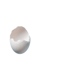 A broken eggshell on black background