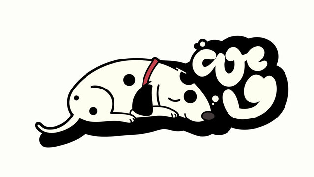 Adorable Cartoon Dalmatian Dog Napping Peacefully