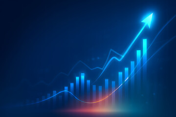 Financial chart showing upward trend in blue