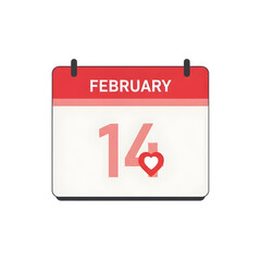 Fototapeta premium February 14 Calendar Icon Symbol of Valentine's Day Celebration and Romance