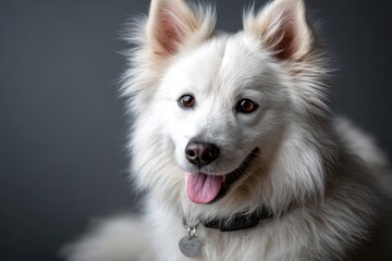 Fototapeta premium american eskimo dog isolated in solid color backdrop