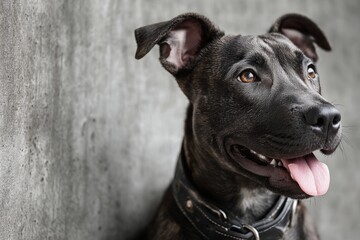 Obraz premium staffordshire bull terrier isolated on bare concrete or plaster wall