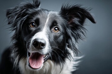 Fototapeta premium border collie on blank studio backdrop