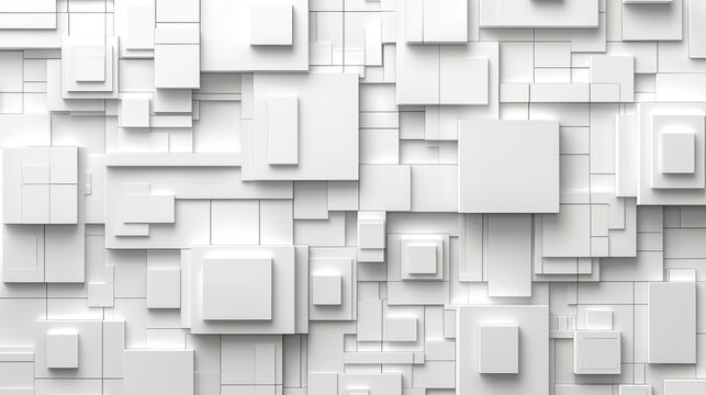 Abstract white 3D block background, varied shapes creating a textured surface