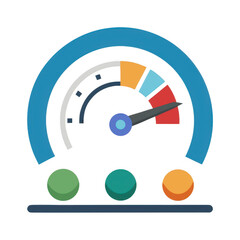 Speedometer gauge with indicator lights isolated on transparent background