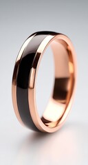 Rose Gold Ring with Black Enamel Band.
