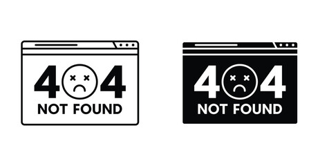 404 Error icon. Line with editable stroke and flat for Web