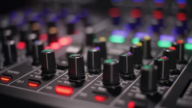 Digital audio mixing console control panel equipment with knobs and buttons for music studio recording
Shutterstock