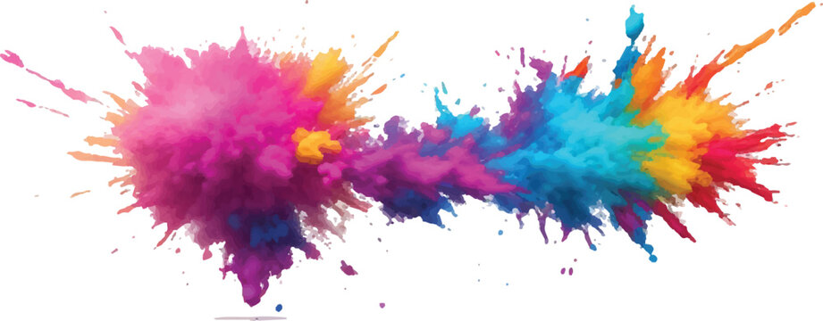 Colorful paint splashes vibrant powder explosion abstract background for Holi festival celebrations and creative design projects