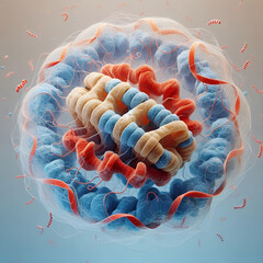 Visualizing the Nucleosome: DNA in Blue and Red