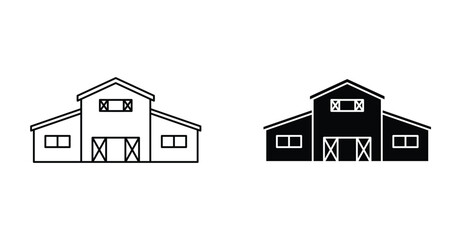Barn icon. Line with editable stroke and flat for Web