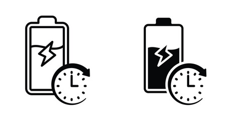 Battery life icon. Line with editable stroke and flat for Web