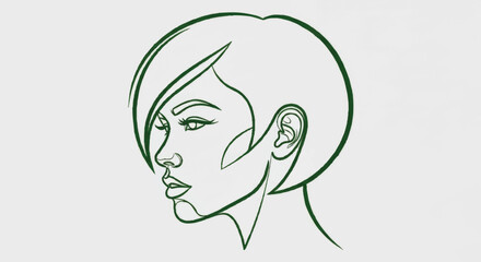 Minimalist one-line drawing of a woman's face. Elegant line art for a beauty salon or spa logo. Modern vector illustration with a short hairstyle