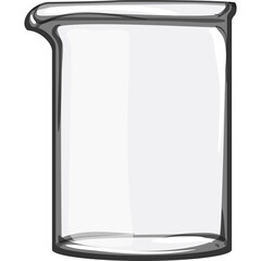 Clear Glass Laboratory Beaker With Spout On Transparent Background Simple Cartoon Illustration