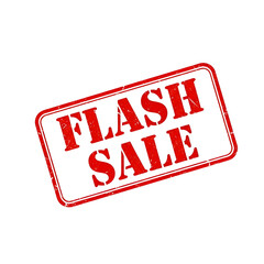 Red flash sale stamp graphic with textured letters isolated on transparent background