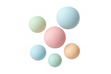 Pastel colored 3d spheres flowing, creating abstract geometric composition on transparent background