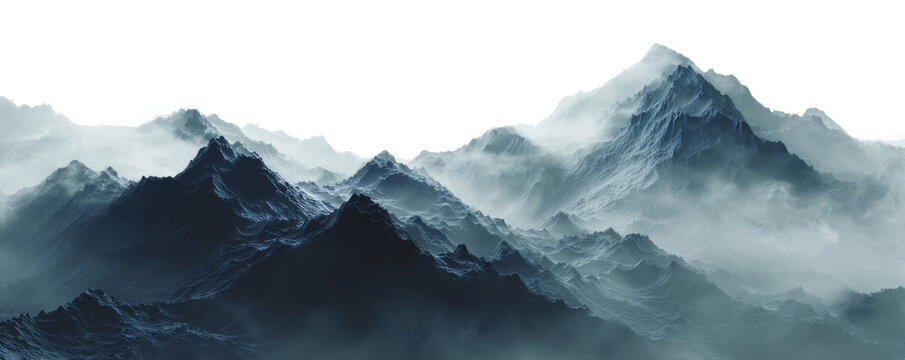 Majestic Blue Mountain Landscape with Misty Peaks in Natural Lighting