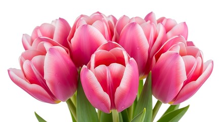 Fototapeta premium Vibrant pink and white tulips blooming together