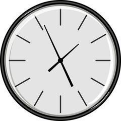 Close Up Of A White Clock Face With Black Markings And Black Hands On A Transparent Background Showing Almost Five Oclock