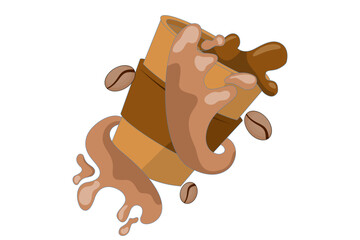 Cartoon floating coffee cup vector illustration. Premium flat design icon for food and drink concepts. Isolated modern beverage symbol.