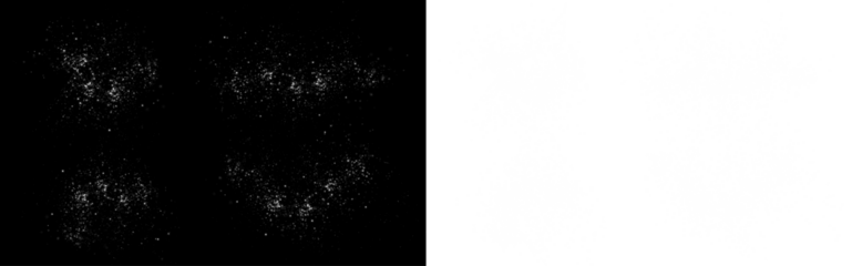 high contrast monochrome dust cloud creating symmetrical twin plumes with
