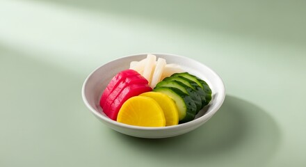Assorted Japanese Pickles in Bowl - Tsukemono, Radish, Cucumber