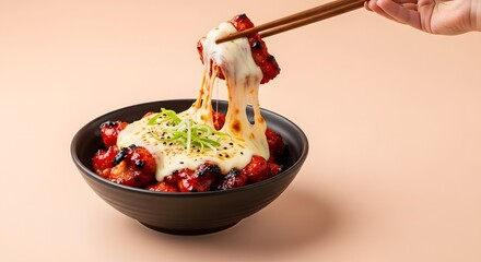 Cheesy Korean Fried Chicken with Scallions and Sesame Seeds
