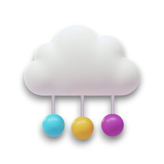 Playful 3D Cloud with Vibrant Hanging Decorations