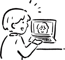 オンライン会議で提案をする人のイラスト