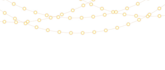 PNG Christmas lights with glowing bulbs for holiday cards and banners overlay background	

