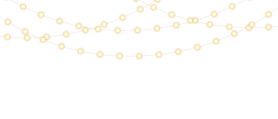 PNG Christmas lights with glowing bulbs for holiday cards and banners overlay background	
