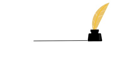 Animated feather pen creating smooth horizontal line for text placement. Elegant motion concept. Classic writing animation. - Powered by Adobe