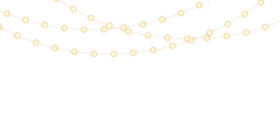 Png christmas lights on a transparent background. Christmas light PNG. Set of Christmas glowing garlands. For advertising invitations, web banners, postcards. Vector. Christmas decoration, LED lam