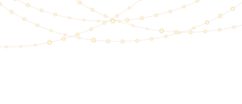 Light garland christmas decoration festive glow abstract transparent gold isolated winter holiday party lamp bright string chain png	