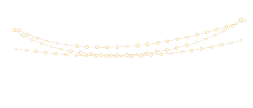 PNG Christmas lights with glowing bulbs for holiday cards and banners overlay background	
