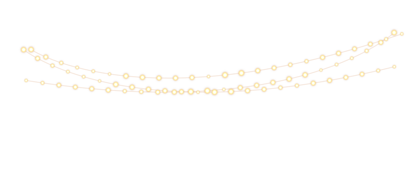PNG Christmas lights with glowing bulbs for holiday cards and banners overlay background	
