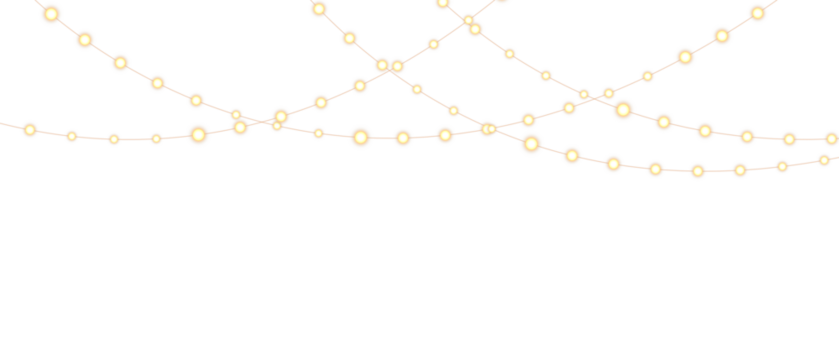 Seamless decorative Christmas border with conifer branches and lights overlay background	