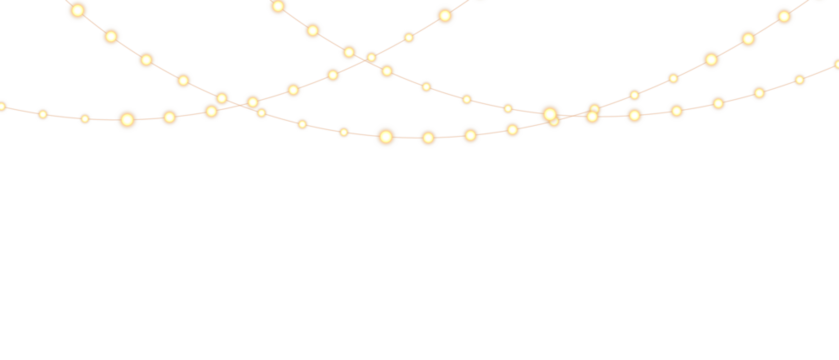 PNG Christmas lights with glowing bulbs for holiday cards and banners overlay background	

