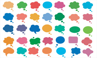 Set of Colorful Speech Bubble Chat Icons Vector