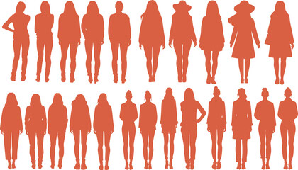 女性のシルエットイラストセット