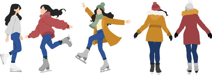 スケートをする女性のイラスト