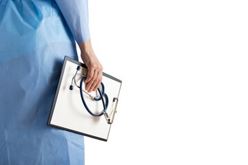 Medical Professional with Stethoscope and Clipboard on transparent background