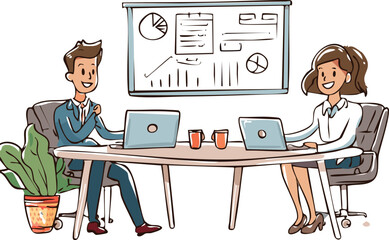 Playful Business Doodle Icons Set – Fun Hand-Drawn Office Illustrations for Workplace and Startup Themes
A cheerful doodle-style vector set featuring business and office scenes. Perfect for workplace 