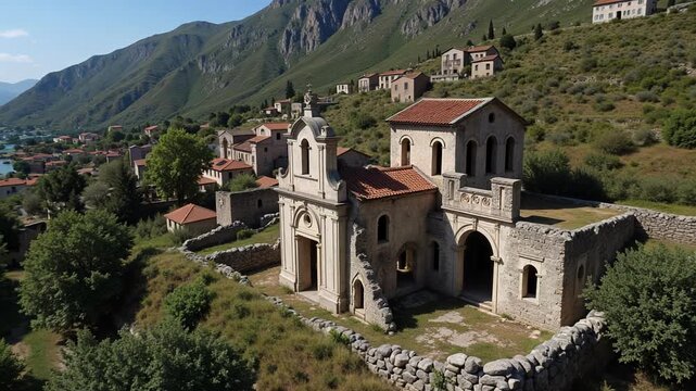 Drone footage over abandoned Levissi Kayak&ouml;y in Fethiye Turkey: Explore the haunting beauty of this religious ghost town in stunning 4K video