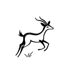 Obraz premium Saiga Antelope. Saiga Antelope simple black and white line art vector logo