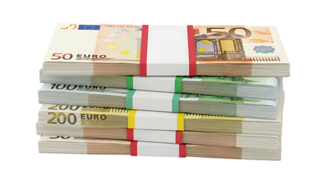 Stack of euro banknotes isolated on transparent background - Powered by Adobe