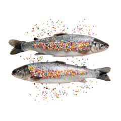 Two fish covered in sprinkles