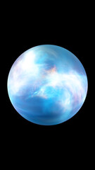Glowing blue energy sphere with swirling clouds, representing futuristic power, plasma, and digital energy