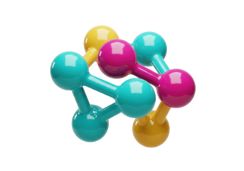 Isolated colorful molecule model, scientific structure for medical or chemistry innovation
