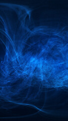 Abstract smoky blue energy mist with swirling light textures and deep glowing highlights